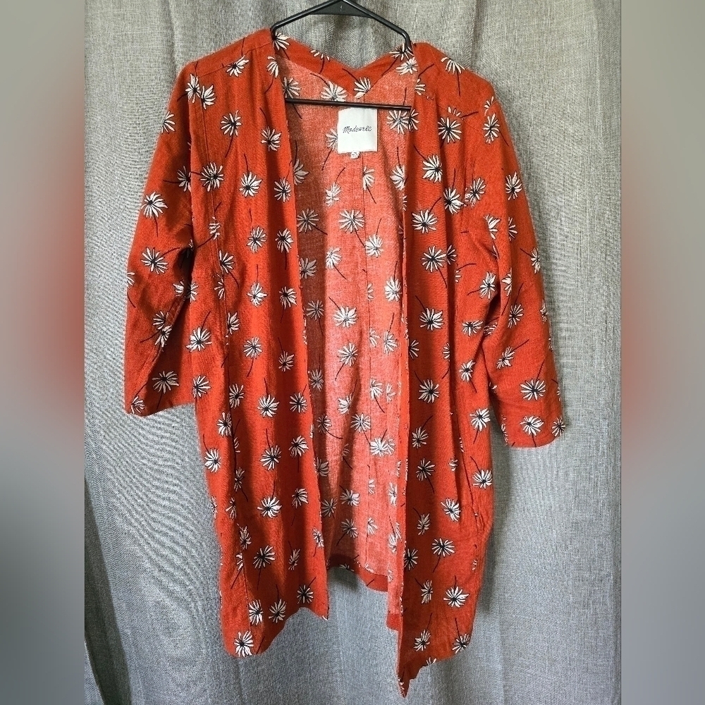 Madewell Maldives Cover-Up Kimono Robe in Fresh Daisies Red Size XS